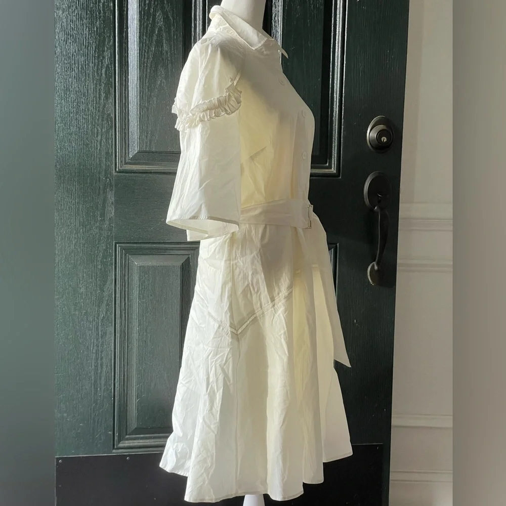 TAHARI ASL Ivory Tie Shirt Dress Size 6 - Picture 4 of 7